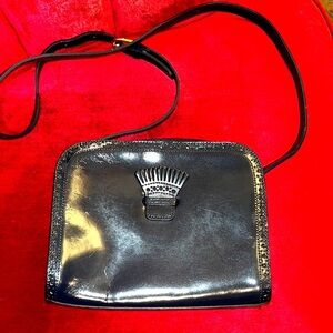 Perry Ellis vintage Navy Blue & gold tone cross body bag